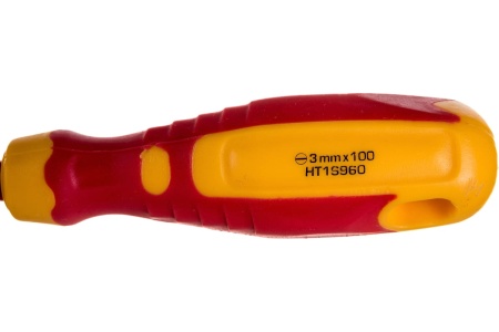 Изолированная отвёртка с прямым шлицем HOEGERT TECHNIK SL3, 100 мм, 1000 V, сталь CrMo HT1S960