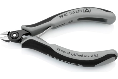 Прецизионные бокорезы KNIPEX ESD маленькая головка, 120 мм, 2-комп антистатические ручки KN-7902120ESD