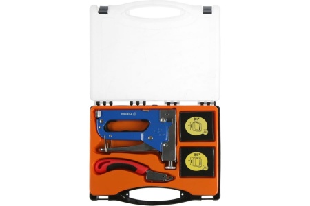 Мебельный степлер в кейсе  ТУНДРА типы скоб 140/28/300, 4 - 14 мм + скобоудалитель, скобы 1550270