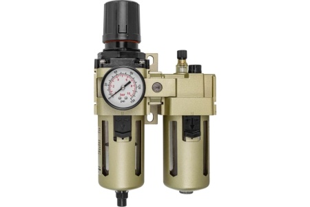 Блок подготовки воздуха 1/2" фильтр-регулятор+лубрикатор, автоматический слив (10 Мк, 3000 л/мин, 0-10 bar, рабочая температура 5-60°) Forsage F-AC4010-04D