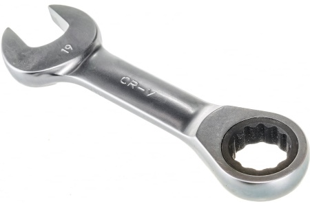 Комбинированный трещоточный укороченный ключ AV Steel 19мм шт AV-315319
