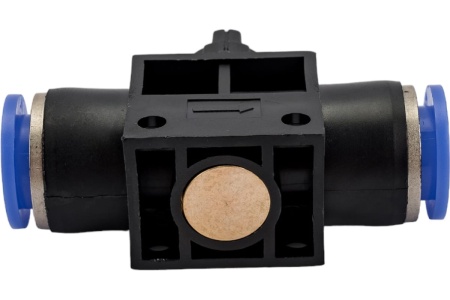 Прямой фитинг цанговый с краном 12 мм - 12 мм Pegas pneumatic 6007