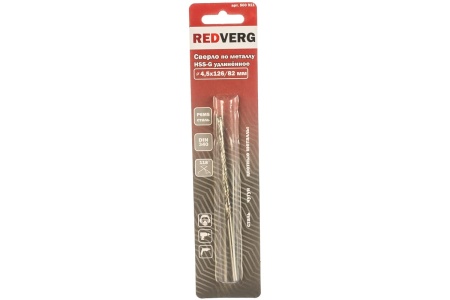 Сверло удлиненное по металлу HSS-G (4.5х82х126 мм) REDVERG 6621336