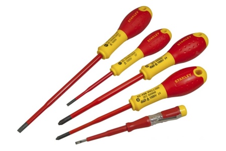 Набор отверток электрика с зауженным стержнем 3.5х75, 5.5х150; Pz1х100, Pz2х125; эл.пробник 250В Eu, 5шт Stanley Fatmax XTHT0-62693