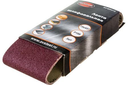Лента шлифовальная (3 шт; 75х457 мм; Р100) AV Steel AV-820410