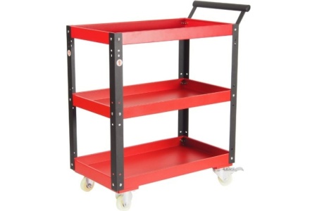Инструментальная тележка (3 секции, на колесах, с открытым отсеком, красная) JTC-S1053
