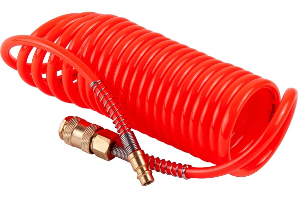 Шланг пневматический спиральный PU 6x8 мм, с быстросъемными фитингами, 5 м AV Steel AV-700005