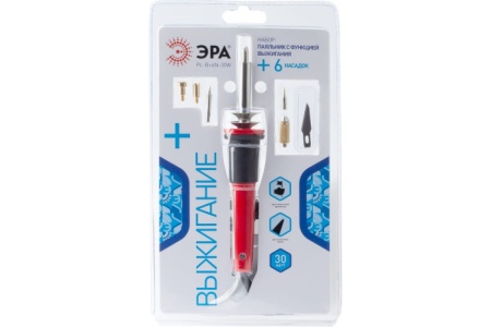 Паяльник ЭРА PL-B+6N-30W c функцией выжигания + 6 насадок 230В 30 Вт, набор Б0046957
