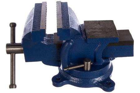 Слесарные тиски GRIFF 100 мм, поворотные, стальные губки, с наковальней 5 кг g164004