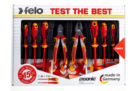 Набор диэлекрических отверток Felo Ergonic с диэлектрическими пасатижами и бокорезами в упаковке, 8 шт 41398517