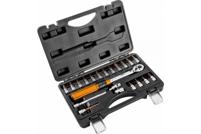 Динамометрический ключ NEO Tools 1/4", 5-25 Нм, набор 21 шт.