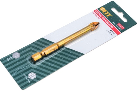 Сверло по кафелю (8x76 мм; 4 режущие кромки; титановое покрытие; U-хвостовик под биту) FIT 35477