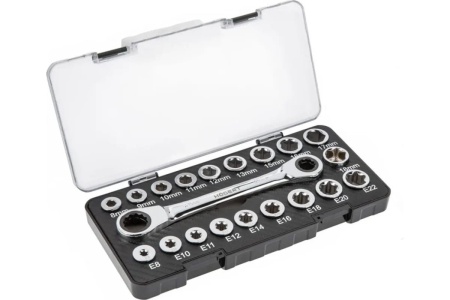 Накидной ключ HOEGERT TECHNIK с трещотками, 20 насадок HT1R492