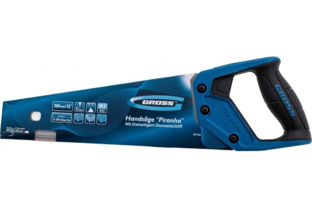 Ножовка по дереву GROSS PIRANHA, 300 мм, 11 TPI, 3D-зуб, 2-х комп. рукоятка 24123
