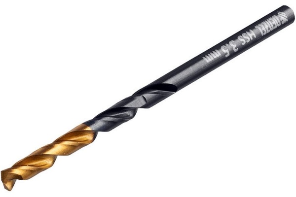 Сверло по металлу Golden Tip 3.5 мм, HSS-Tin, 10 шт, DIN 338 Denzel 717207