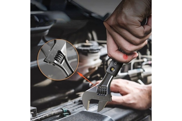 Разводной ключ DELI Home Series Black HT1508 200 мм, Soft Touch рукоять, лазерная гравировка шкалы, эксклюзивный дизайн, подарочная упаковка 104610