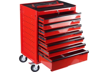 Инструментальная тележка KORUDA 7 секций, красная на колесах NEW KR-007-Red