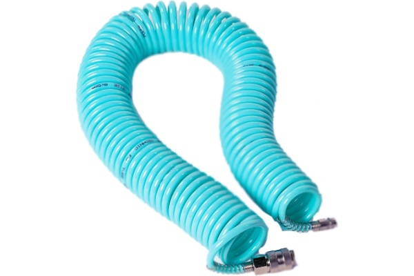 Шланг спиральный PU с фитингами рапид (15 м; 5.5х8 мм; рапид EURO) POWER TECHNIC PU8-15m