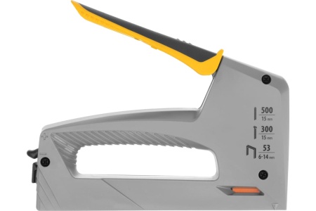 Мебельный степлер Denzel пластиковый корпус, тип 53, 6-14 мм, тип 300, 15 мм, тип 500, 15 мм 40213