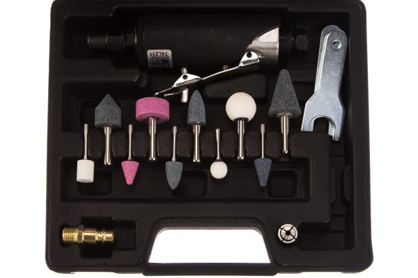 Шлифовальная прямая пневматическая машина с набором шлифкамней TOPEX 74L211