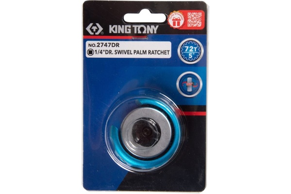 Компактная трещотка KING TONY 1/4", 72 зубца, дисковый механизм 2747DR
