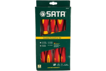 Комбинированный набор изолированных крестовых и плоских отверток 7шт Sata 09301A