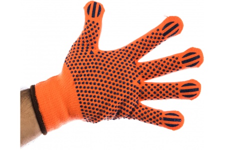 Утепленные, акриловые перчатки с защитой от скольжения Зубр ЭКСПЕРТ 10 класс, сигнальный цвет, р.L-XL 11464-XL