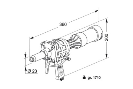 Пневматический заклепочник FAR RAC 83/AX O2,4-4,8 70AX83 Пневматический заклепочник FAR RAC 83/AX O2,4-4,8 70AX83