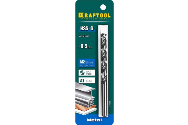 Сверло по металлу HSS-G сталь М2 (8.5х117 мм) Kraftool 29651-8.5