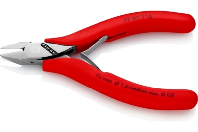 Бокорезы для электроники KNIPEX острая головка, 115 мм, обливные ручки KN-7741115