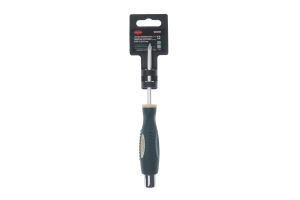 Крестовая силовая отвертка ROCKFORCE PH1.0х75м на пластиковом держателе RF-7021075