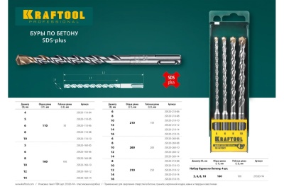 Бур EXPERT по бетону (14х210 мм; SDS-plus) Kraftool 29320-210-14_z01
