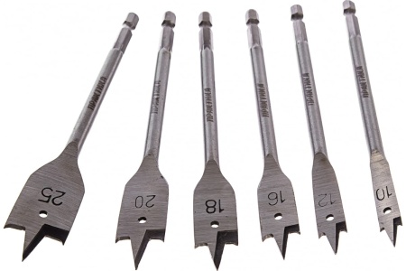Набор сверл перовых по дереву (6 шт; 10/12/16/18/20/25) ПРАКТИКА 774-368