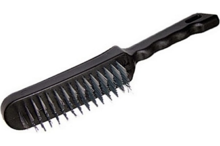 Стальная корщетка, черная пластиковая ручка, 275 мм, 4-х рядная КУРС 38442