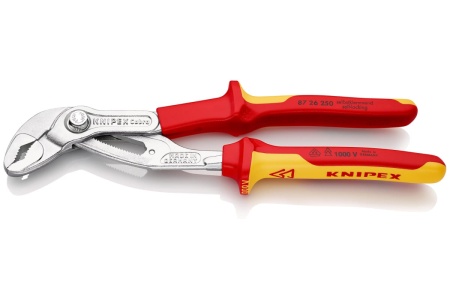 Переставные клещи Knipex Cobra, VDE, 50 мм (2"), 250 мм, хром, 2К ручки, KN-8726250SB