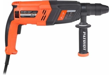 Перфоратор PATRIOT RH 267Q SDS+, мощность 825 Вт, 2.8 Дж, 3 режима работы, макс.диаметр 26 мм, быстросменный патрон QCC, набор буров и долот, глубиномер, кейс 140301328