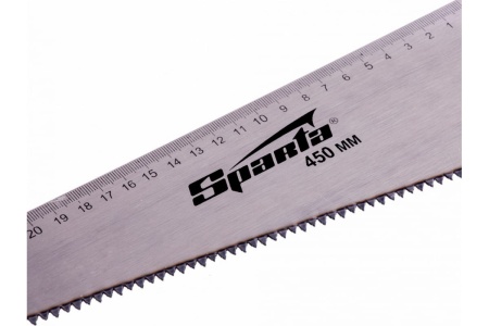 Ножовка по дереву SPARTA 450 мм, 5-6 TPI, каленый зуб, линейка, пластиковая рукоятка 232335
