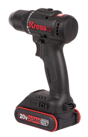 Дрель-шуруповерт аккумуляторная бесщеточная KRESS KU212.1, 20В, 50Нм, 2Ач x2, ЗУ 2А, Сумка + коробка