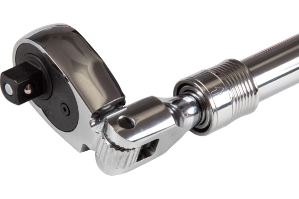 Телескопическая трещотка с фиксатором МАСТАК 1/2 , 350-490 мм, 72 зубца, флажковая с кнопкой, шарнирная 010-43719