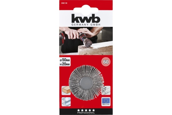 Круг лепестковый шлифовальный 50x20 мм, K60 KWB 88130