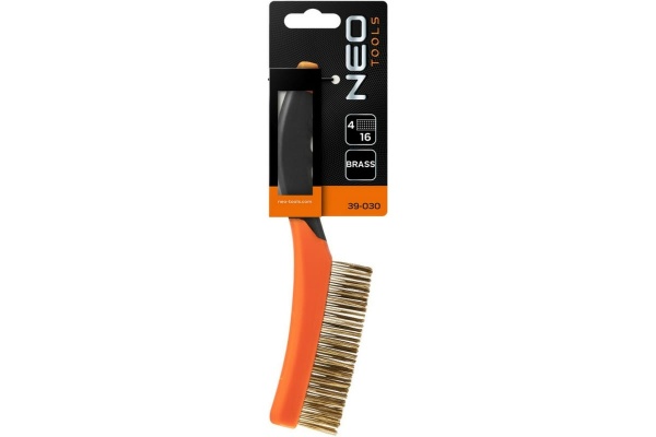 Проволочная щетка NEO Tools латунная проволока, 4х16 рядов 39-030