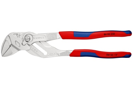 Переставные клещи-ключ Knipex 52 мм (2"), длина 250 мм, хром, 2К ручки, KN-8605250SB