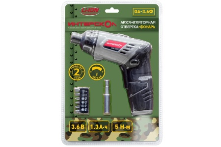 Аккумуляторная отвертка Интерскол ОА-3,6Ф 433.3.2.00