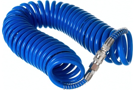 Шланг спиральный полиуретановый с быстроразъемными соединениями (10 м; 8х12 мм; 15 бар) INTERTOOL PT-1716