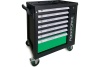 Инструментальная тележка ROCKFORCE 7 секций, с дополнительной боковой секцией, зеленая RF-55299
