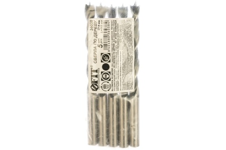 Сверло спиральное (5 шт; 8 мм) по дереву Fit 36038