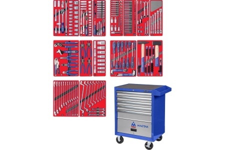 Набор инструментов ЛИДЕР в синей тележке, 270 предметов МАСТАК 52-270B