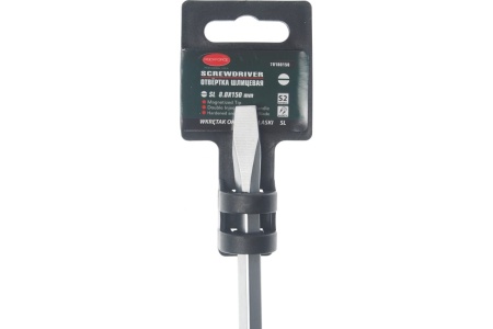 Шлицевая магнитная отвертка ROCKFORCE Profi S2 SL8.0х150мм на пластиковом держателе RF-70180150