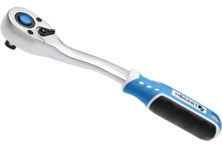 Трещотка HOEGERT TECHNIK изогнутая, с кнопкой 3/8, 72 зубца HT1R328