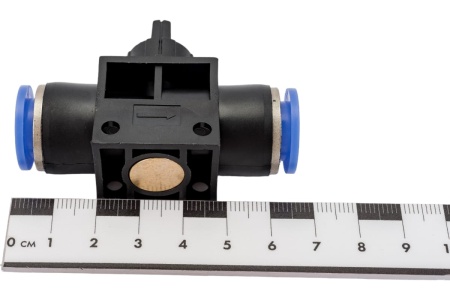 Прямой фитинг цанговый с краном 12 мм - 12 мм Pegas pneumatic 6007